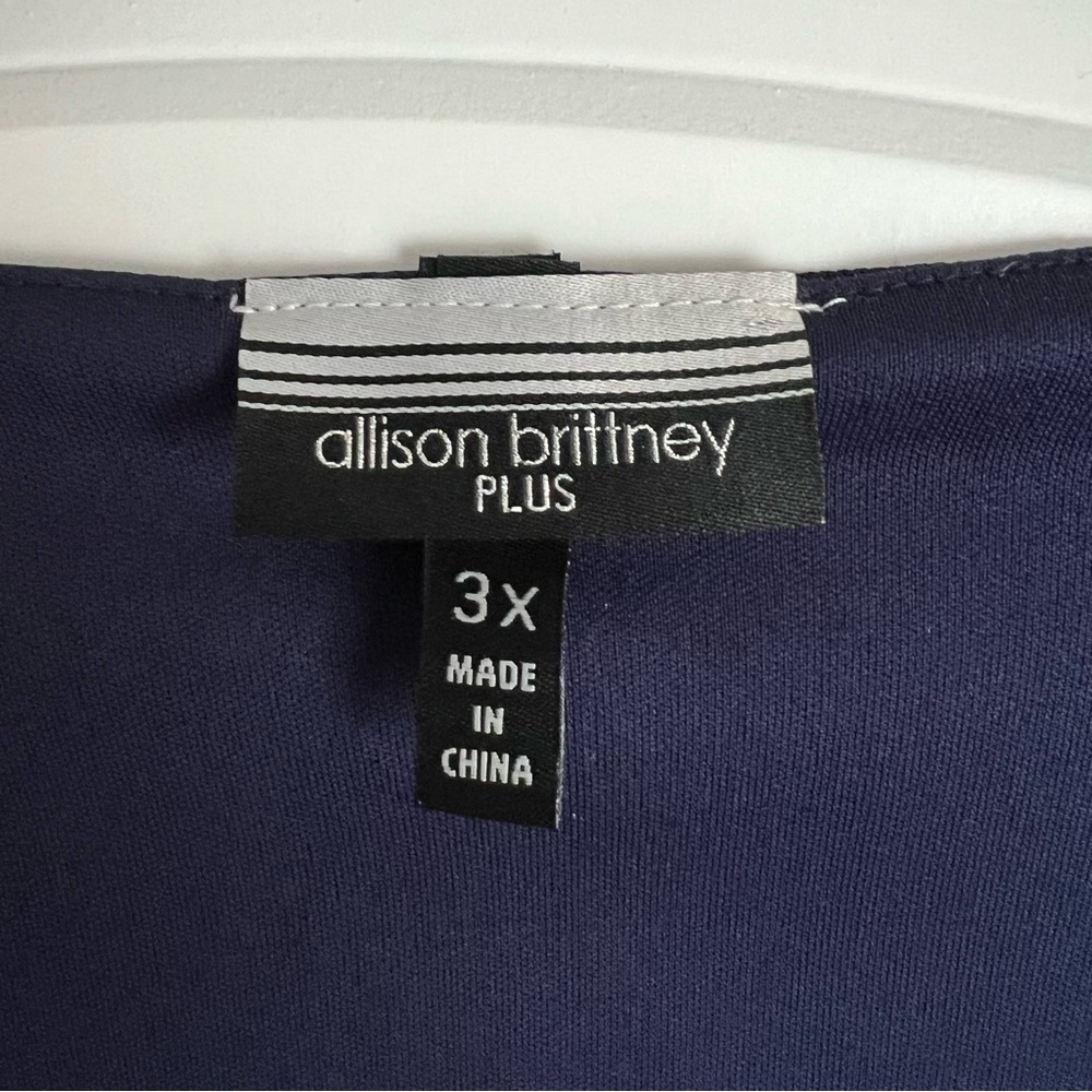 Allison Brittney Navy & White Polka Dot Bell Sleeve Sheath Dress - Picture 3 of 6